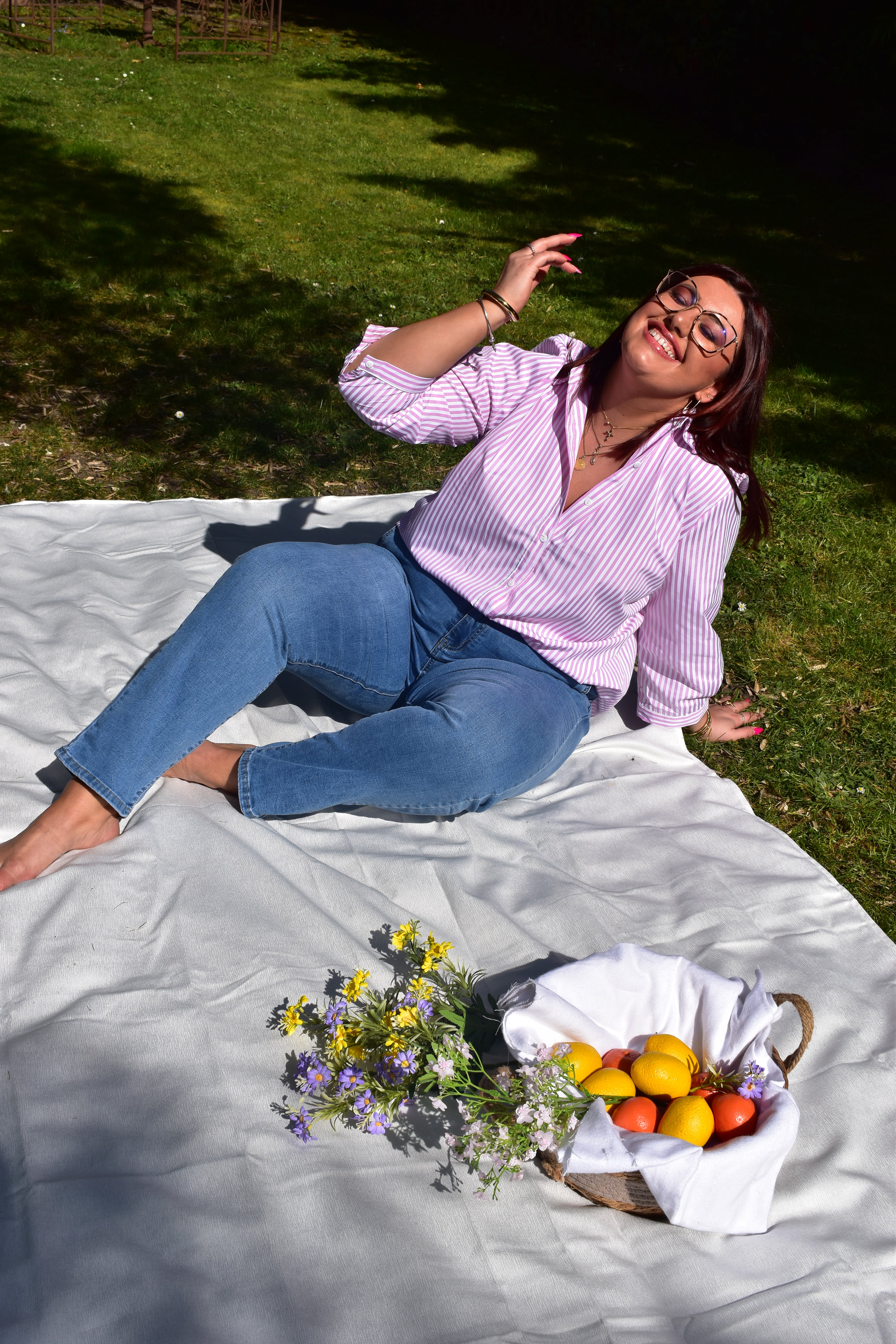 Chemise rayée rose